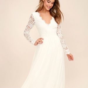 Lace long sleeve  backless dress